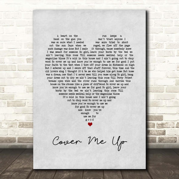 Morgan Wallen Cover Me Up Grey Heart Song Lyric Print