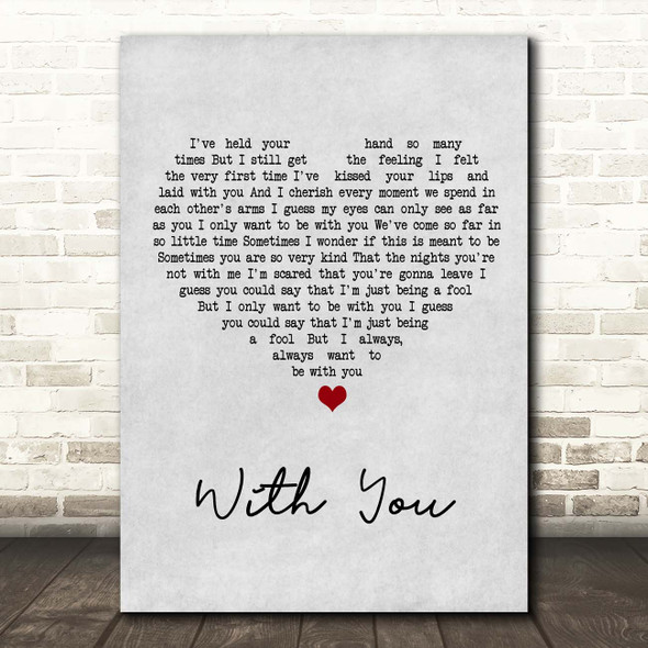 Prince With You Grey Heart Song Lyric Print