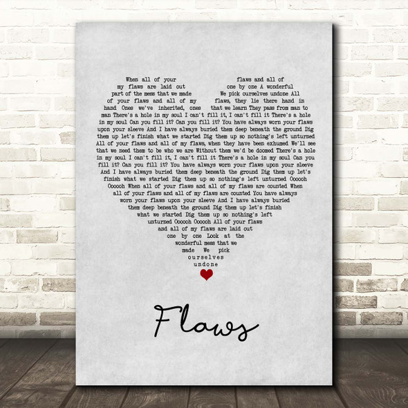 Bastille Flaws Grey Heart Song Lyric Print