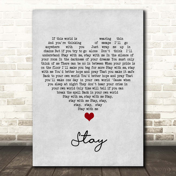 Shakespears Sister Stay Grey Heart Song Lyric Print