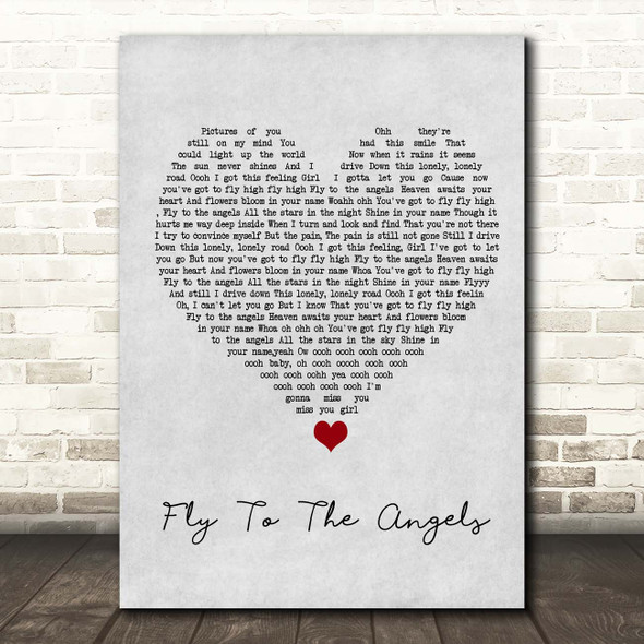 Slaughter Fly To The Angels Grey Heart Song Lyric Print