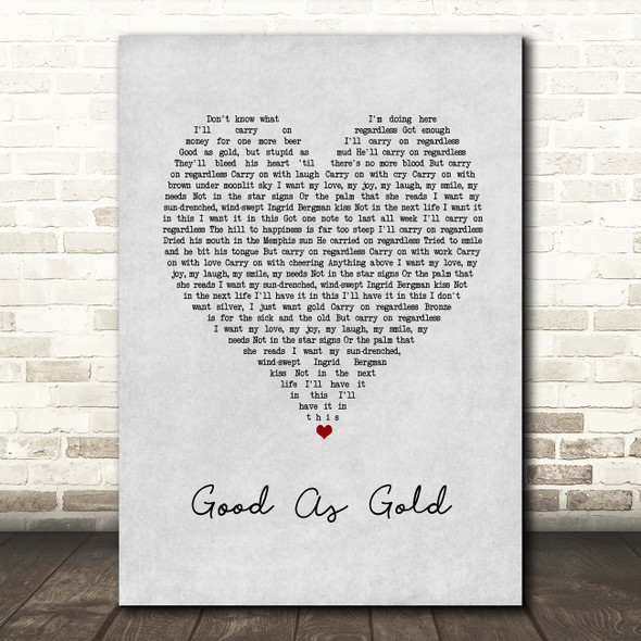 The Beautiful South Good As Gold (Stupid As Mud) Grey Heart Song Lyric Print