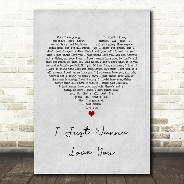 The Shires I Just Wanna Love You Grey Heart Song Lyric Print