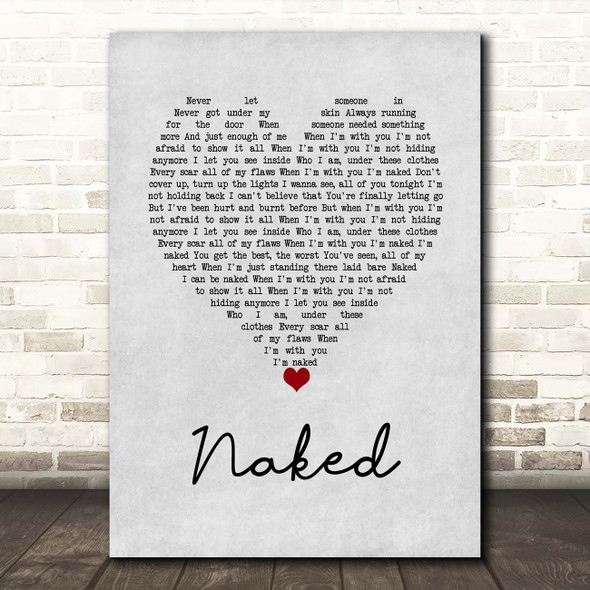 The Shires Naked Grey Heart Song Lyric Print