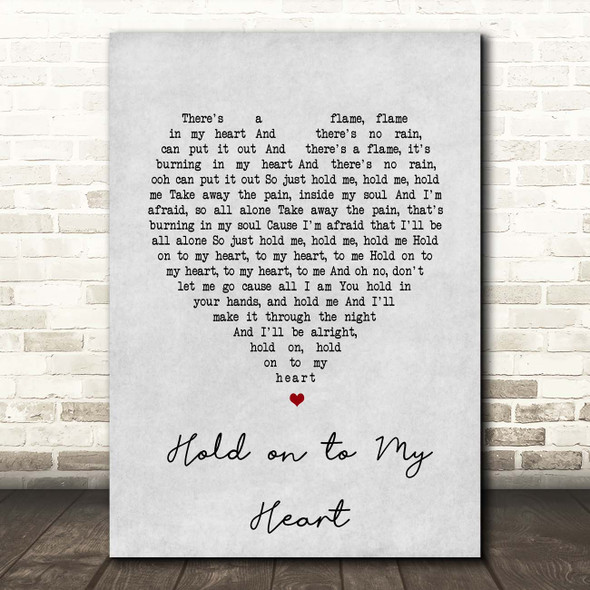 W.A.S.P. Hold on to My Heart Grey Heart Song Lyric Print