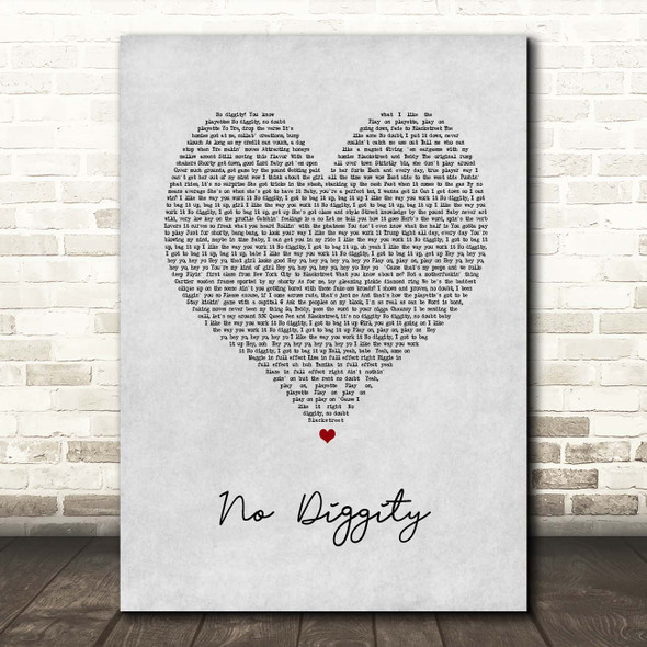 Blackstreet No Diggity Grey Heart Song Lyric Print