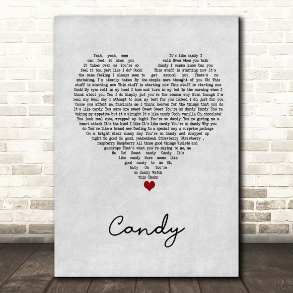 Cameo Candy Grey Heart Song Lyric Print