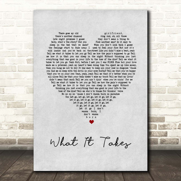 Aerosmith What It Takes Grey Heart Song Lyric Print