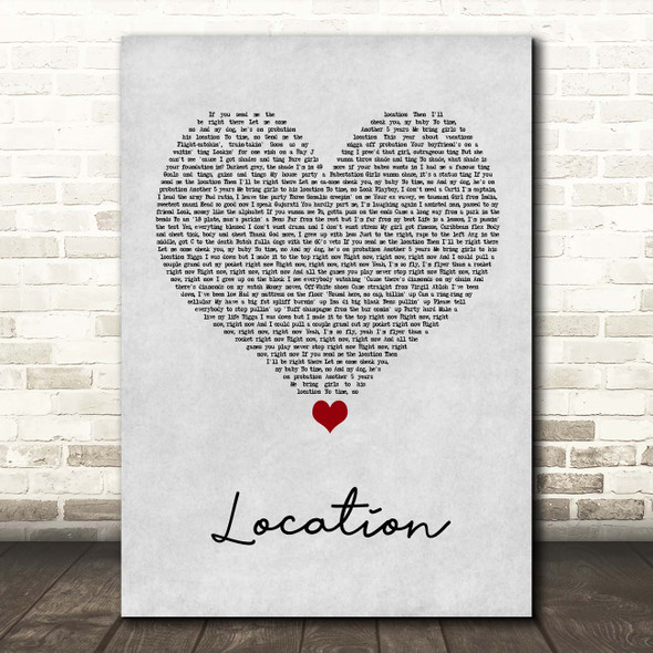 Dave Location Grey Heart Song Lyric Print
