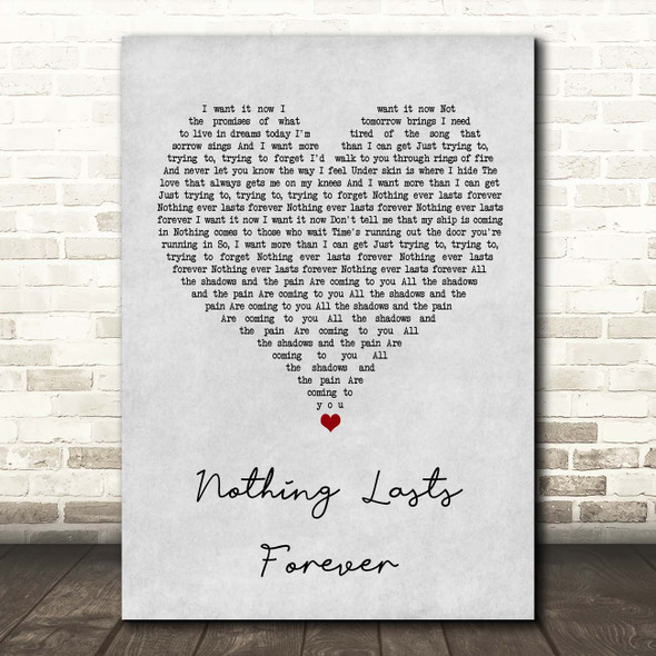 Echo & The Bunnymen Nothing Lasts Forever Grey Heart Song Lyric Print