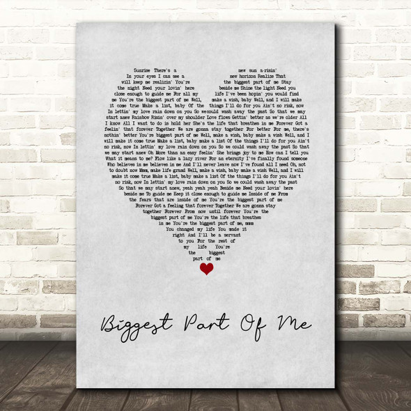 Ambrosia Biggest Part Of Me Grey Heart Song Lyric Print