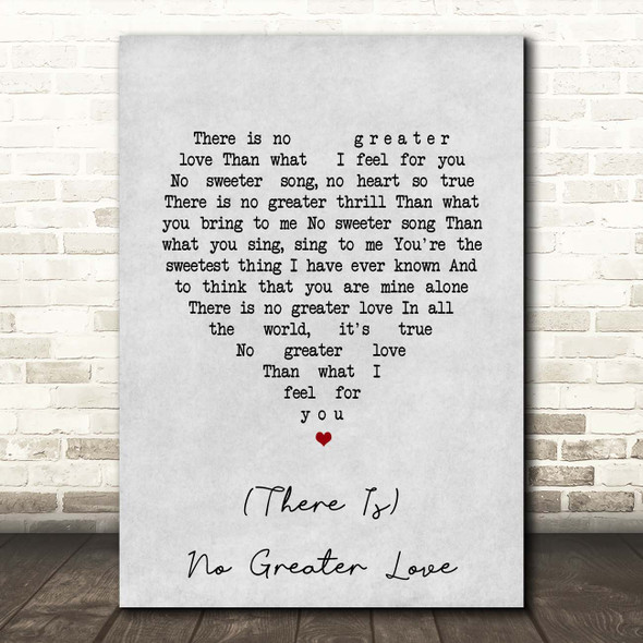 Amy Winehouse (There Is) No Greater Love Grey Heart Song Lyric Print