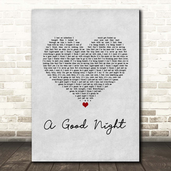 John Legend A Good Night Grey Heart Song Lyric Print