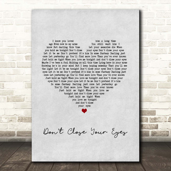 Keith Whitley Don't Close Your Eyes Grey Heart Song Lyric Print