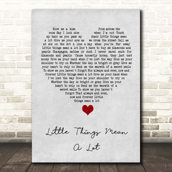 Kitty Kallen Little Things Mean a Lot Grey Heart Song Lyric Print