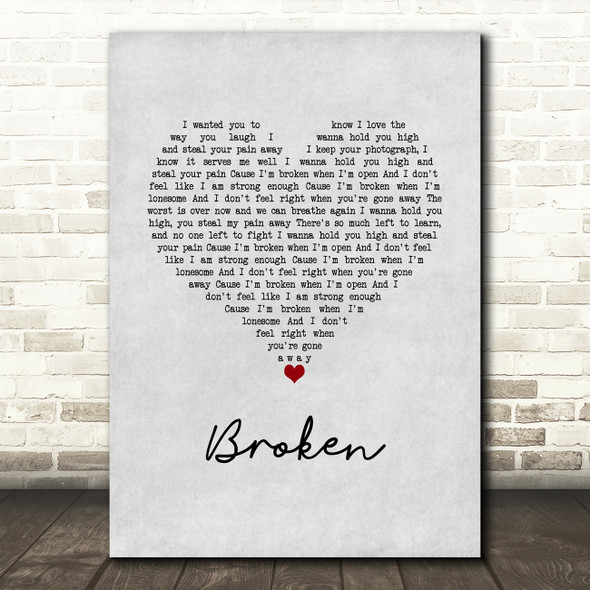 Seether Broken Grey Heart Song Lyric Wall Art Print