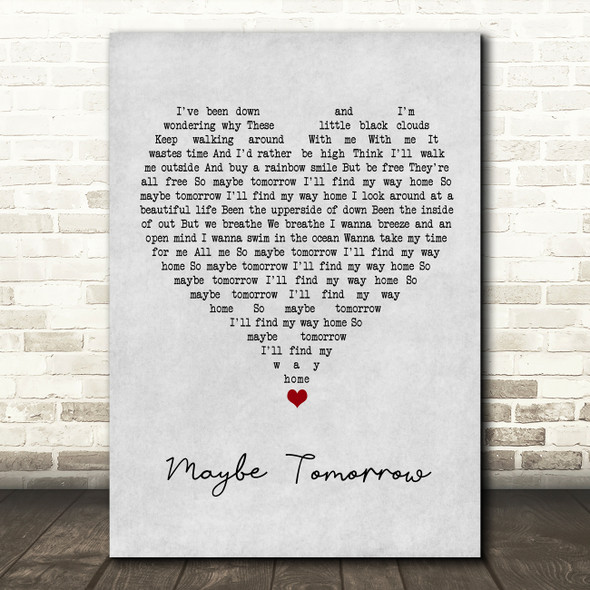 Stereophonics Maybe Tomorrow Grey Heart Song Lyric Wall Art Print