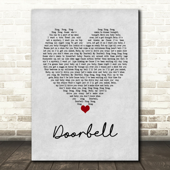 Trey Songz Doorbell Grey Heart Song Lyric Wall Art Print
