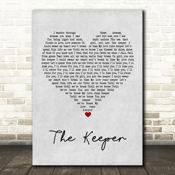Blossoms The Keeper Grey Heart Song Lyric Wall Art Print