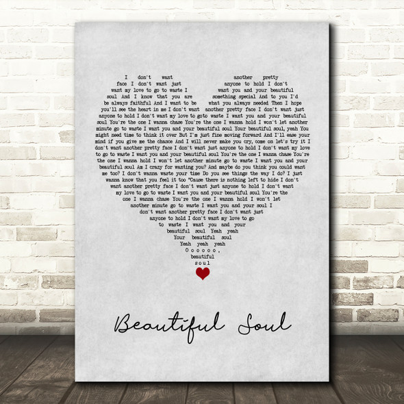 Boyce Avenue Beautiful Soul Grey Heart Song Lyric Wall Art Print