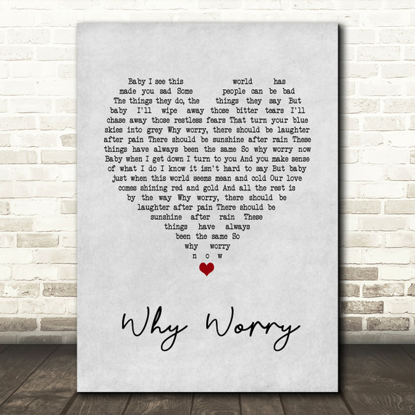 Dire Straits Why Worry Grey Heart Song Lyric Wall Art Print
