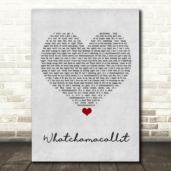 Ella Mai, Chris Brown Whatchamacallit Grey Heart Song Lyric Wall Art Print