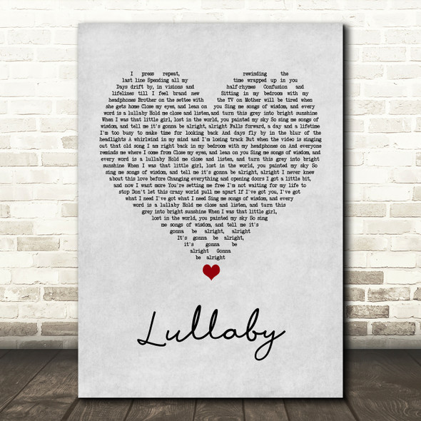 Andreya Triana Lullaby Grey Heart Song Lyric Wall Art Print