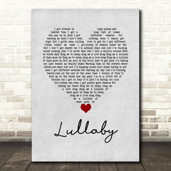 Gerry Cinnamon Lullaby Grey Heart Song Lyric Wall Art Print