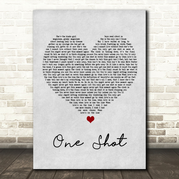 JLS One Shot Grey Heart Song Lyric Wall Art Print