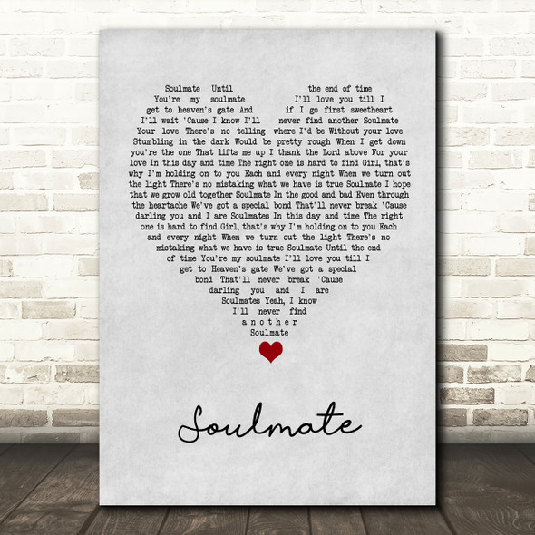 Josh Turner Soulmate Grey Heart Song Lyric Wall Art Print