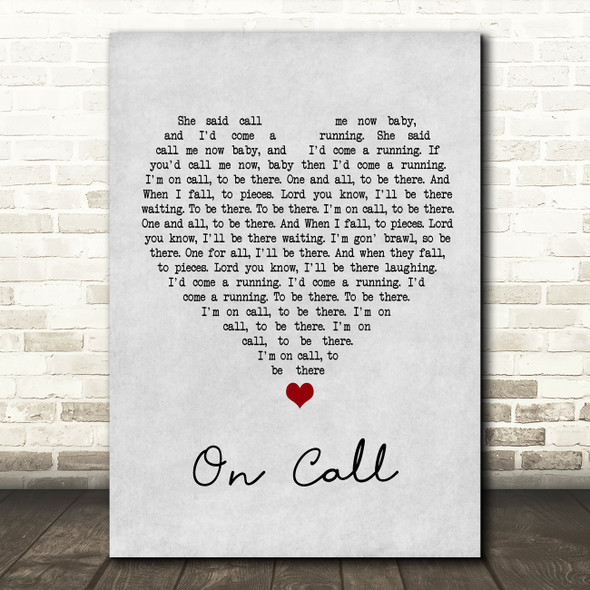 Kings Of Leon On Call Grey Heart Song Lyric Wall Art Print