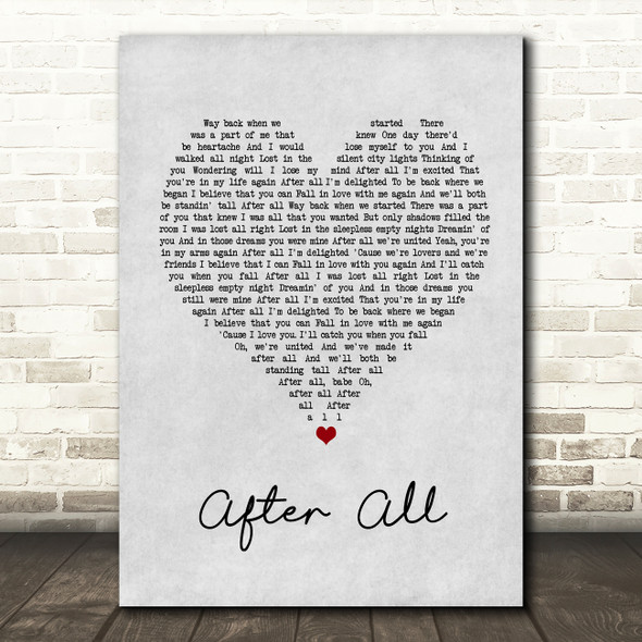Michael Buble After All Grey Heart Song Lyric Wall Art Print
