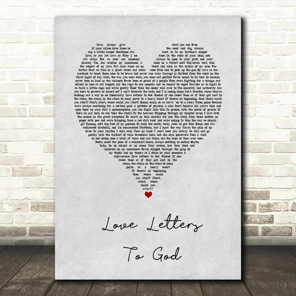 Nahko And Medicine For The People Love Letters To God Grey Heart Song Lyric Wall Art Print