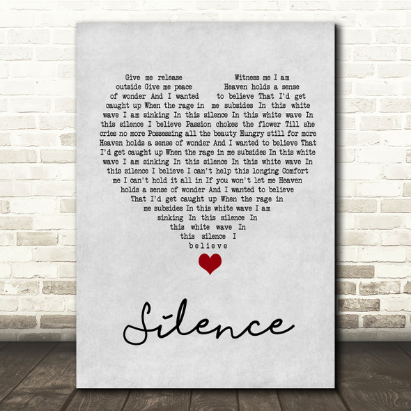 Delerium Silence Grey Heart Song Lyric Quote Music Print