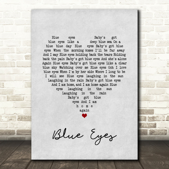 Elton John Blue Eyes Grey Heart Song Lyric Quote Music Print