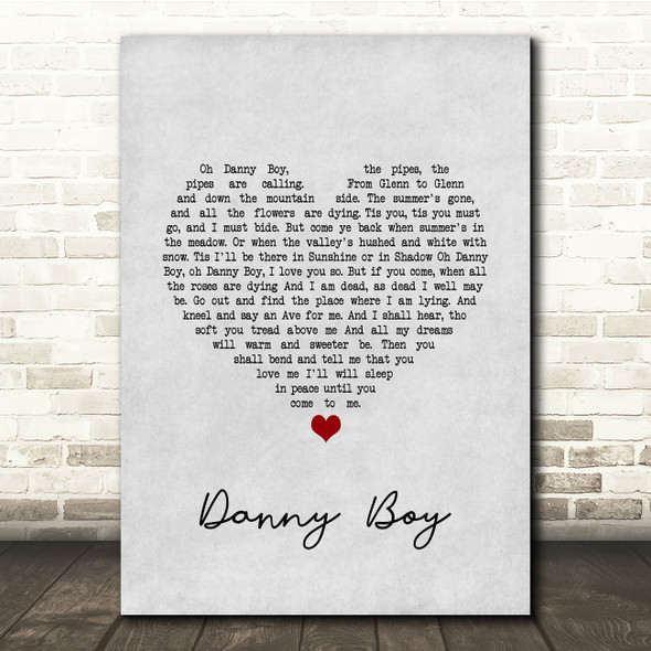 Eva Cassidy Danny Boy Grey Heart Song Lyric Quote Music Print