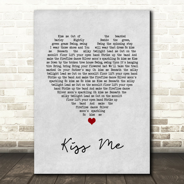 Jason Walker Kiss Me Grey Heart Song Lyric Quote Music Print