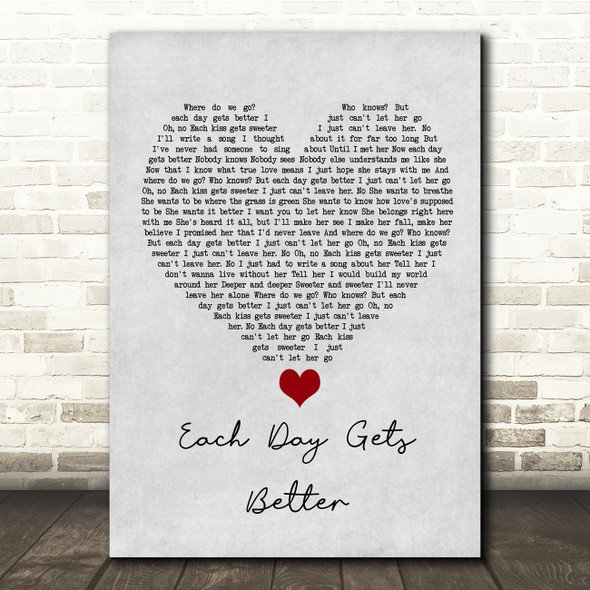 John Legend Each Day Gets Better Grey Heart Song Lyric Quote Music Print