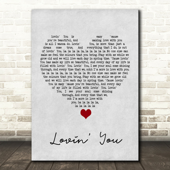 Minnie Ripperton Lovin' You Grey Heart Song Lyric Quote Music Print