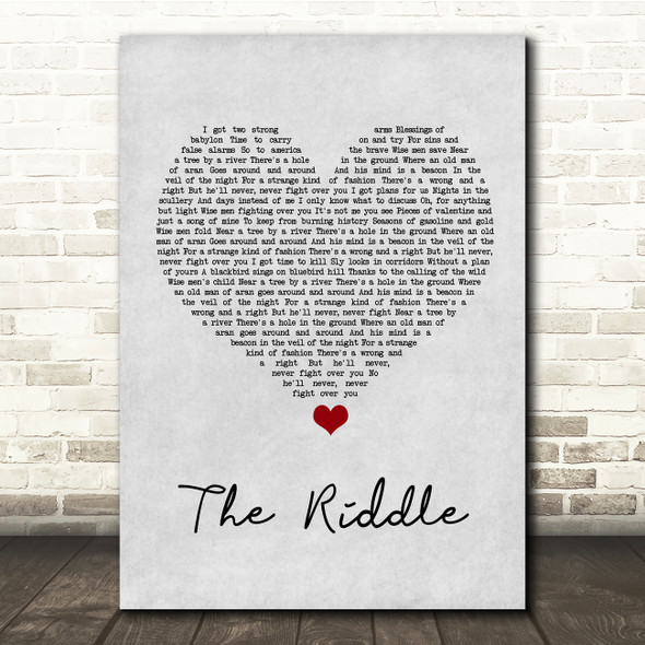 Nik Kershaw The Riddle Grey Heart Song Lyric Quote Music Print