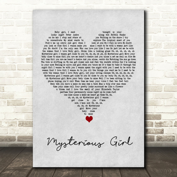Peter Andre Mysterious Girl Grey Heart Song Lyric Quote Music Print