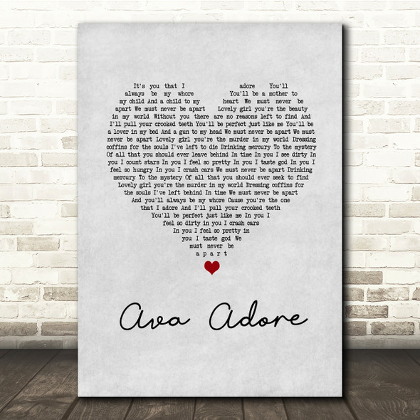 Smashing Pumpkins Ava Adore Grey Heart Song Lyric Quote Music Print
