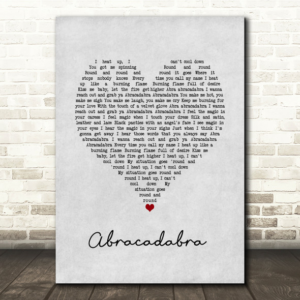 Steve miller Band Abracadabra Grey Heart Song Lyric Quote Music Print