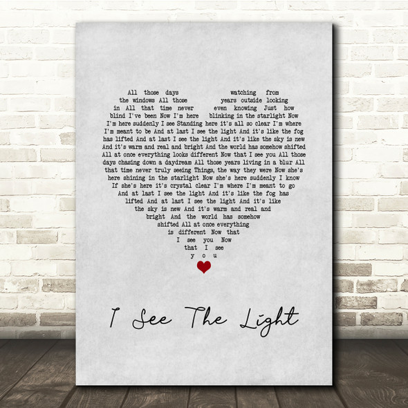 TANGLED I See The Light Grey Heart Song Lyric Quote Music Print