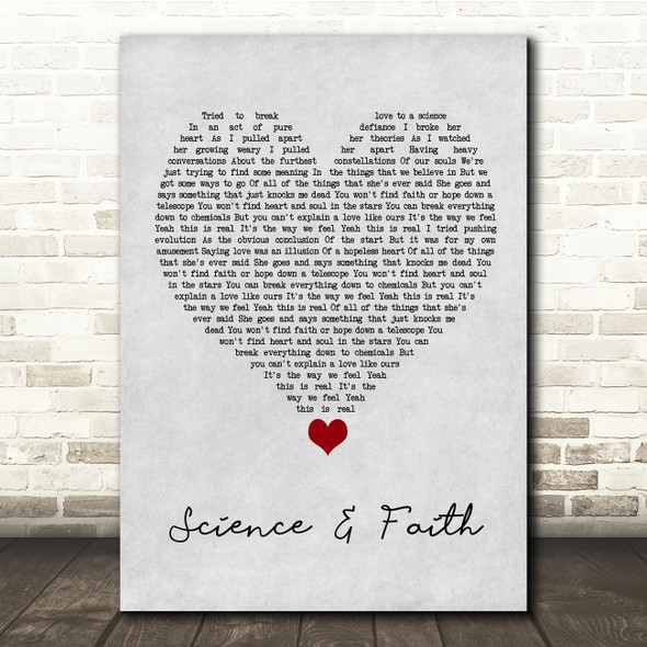 The Script Science & Faith Grey Heart Song Lyric Quote Music Print