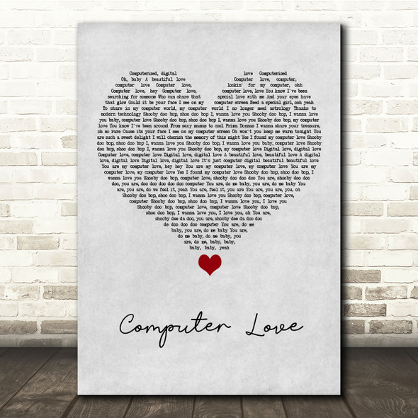 Zapp Computer Love Grey Heart Song Lyric Quote Music Print