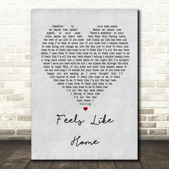 Chantal Kreviazuk Feels Like Home Grey Heart Song Lyric Quote Print