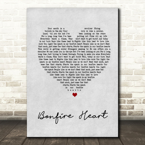 James Blunt Bonfire Heart Grey Heart Song Lyric Quote Print