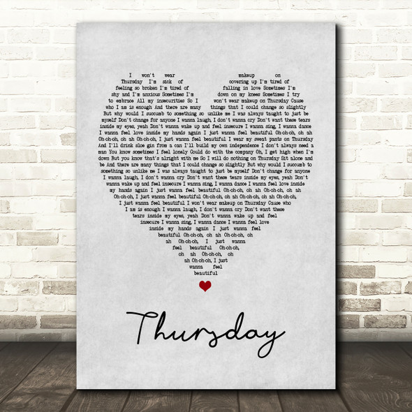 Jess Glynne Thursday Grey Heart Song Lyric Quote Print