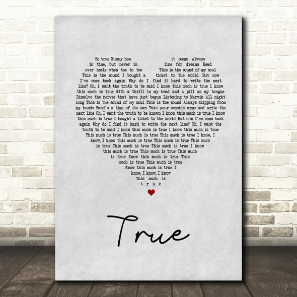 Spandau Ballet True Grey Heart Song Lyric Quote Print